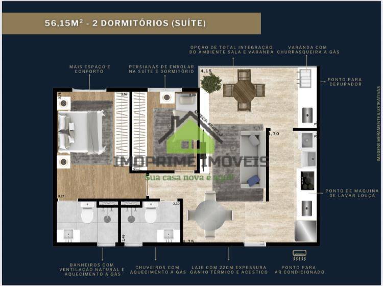 Apartamento, 2 quartos, 56 m² - Foto 3
